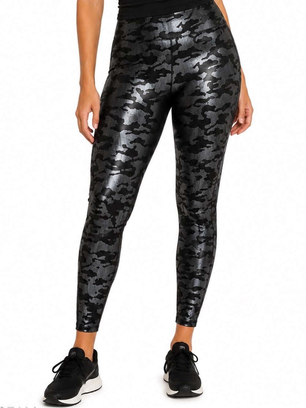 Torrid Size 1X Black & Gray Camo Print Metallic Leggings Stretch Pull On